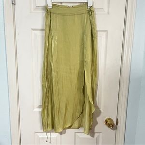 Silkey lime green midi skirt • intimately free people